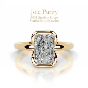 2CT Radiant Cut D Color Moissanite Women's Fashion Wedding Ring, S925 Silver, Hypoallergenic & Tarnish-Free Luxury Jewelry with Premium Gift Box, Perfect Gift for Her