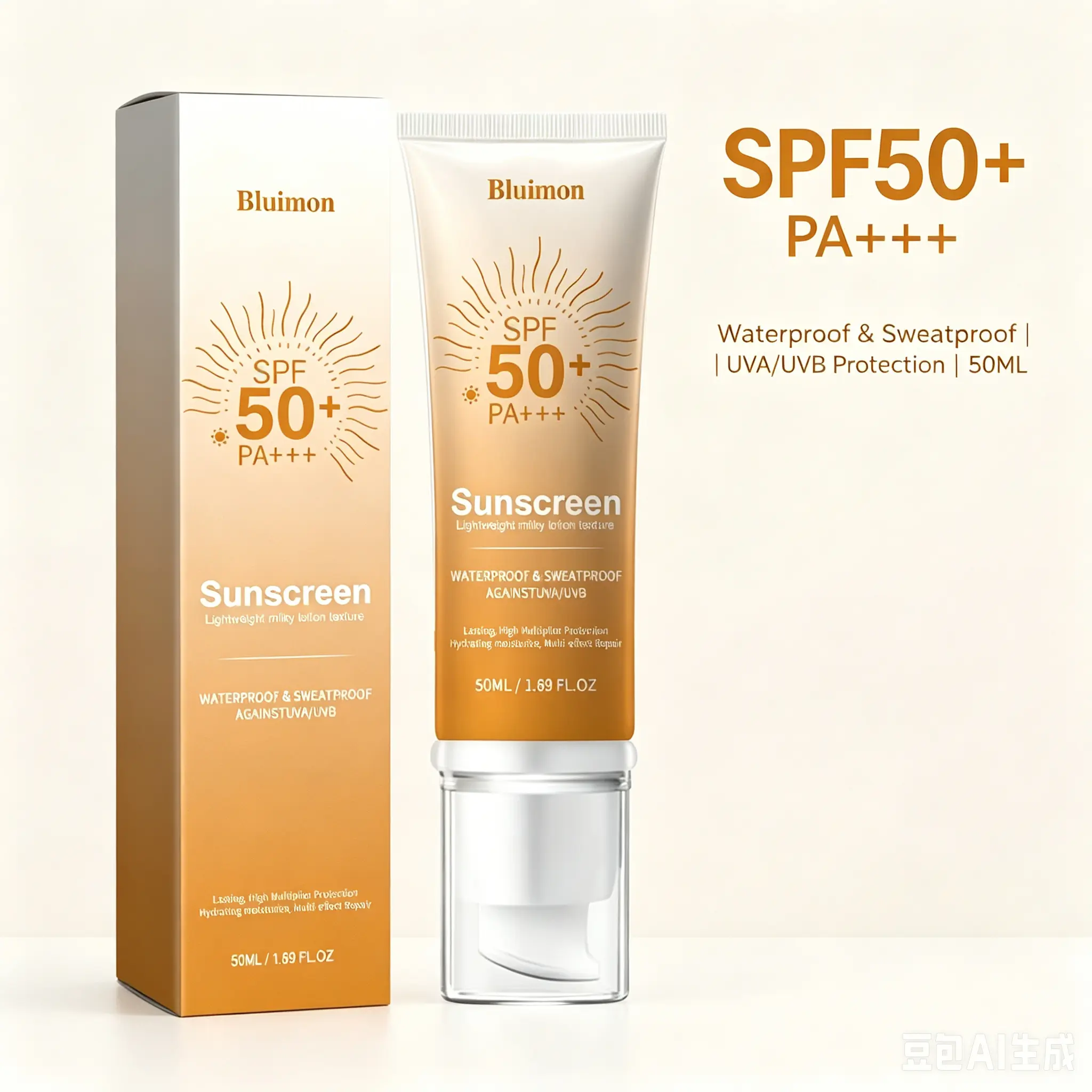 Bluimon 3 Pack Daily Face Sunscreen SPF 50+ PA+++, Tinted Moisturizing Formula with a Lightweight Water-Resistant Finish