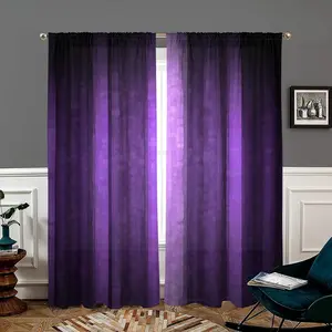 Gradient Print Curtain, Modern Simple Pole Pocket Curtain, Lightweight Semi Sunshade Curtain for Home Living Room Bedroom Balcony Kitchen Study