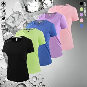 5-piece set for women: breathable T-shirts, crew-neck short-sleeve tops suitable for gym, training, and casual wear — spring/summer sportswear, fitness short sleeves, sporty design