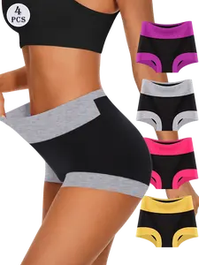 Women's 4-Pack High-Waisted 95% Cotton Underwear - Soft, Breathable Full Coverage Panties - No Roll Down Comfort Fit Briefs with Colorblock Trim - Smooth Fabric Minimalist Activewear for Everyday Wear