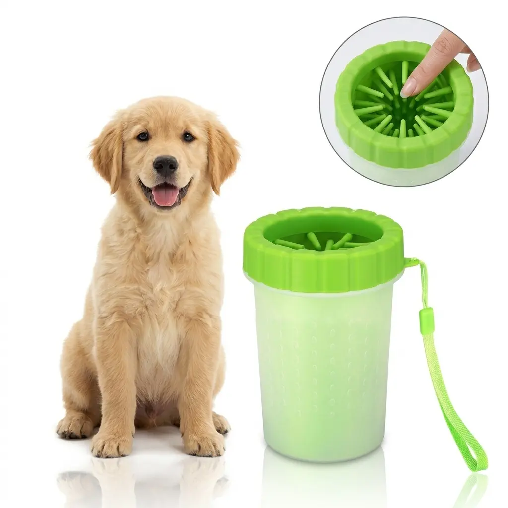 Pet Paw Cleaner, Dog & Cat Paw Cleaning Cup, Dog Paw Washer, Paw Wash Cup with Soft Silicone Brush, Portable Paw Cleaner for Dogs and Cats, Grooming Tool for Indoor & Outdoor Use