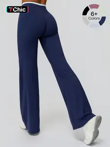 Women's Color Block Loose Fit High Waist Wide Leg Sport Pants, Casual Flared Athletic Trousers for Comfort & Fitness, Flared Yoga Bottoms