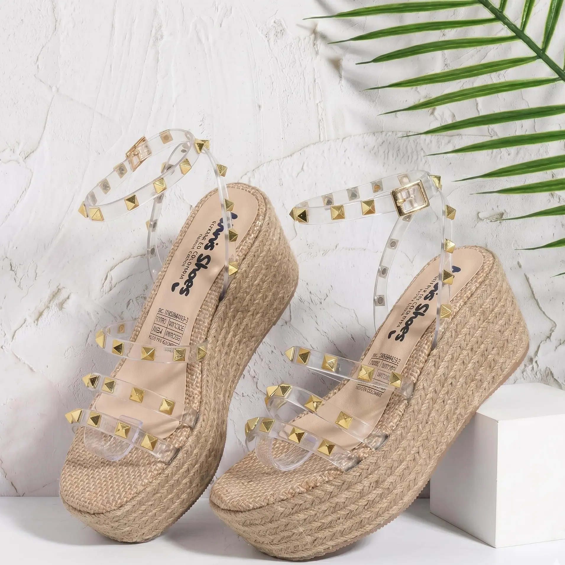 CARO Handcrafted Jute Platform Sandals - 6 cm Height, Lightweight, Comfortable, Elegant, Regular Fit Decor Footwear