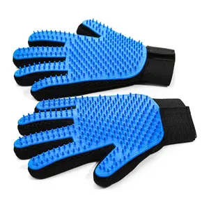 Cat & Dog Grooming Gloves for Shedding - Efficient Deshedding Pet Grooming Gloves 2-in-1 Deshedding Brush & Massage Mitt-Safe for Dogs & Cats (1 Pair Blue)
