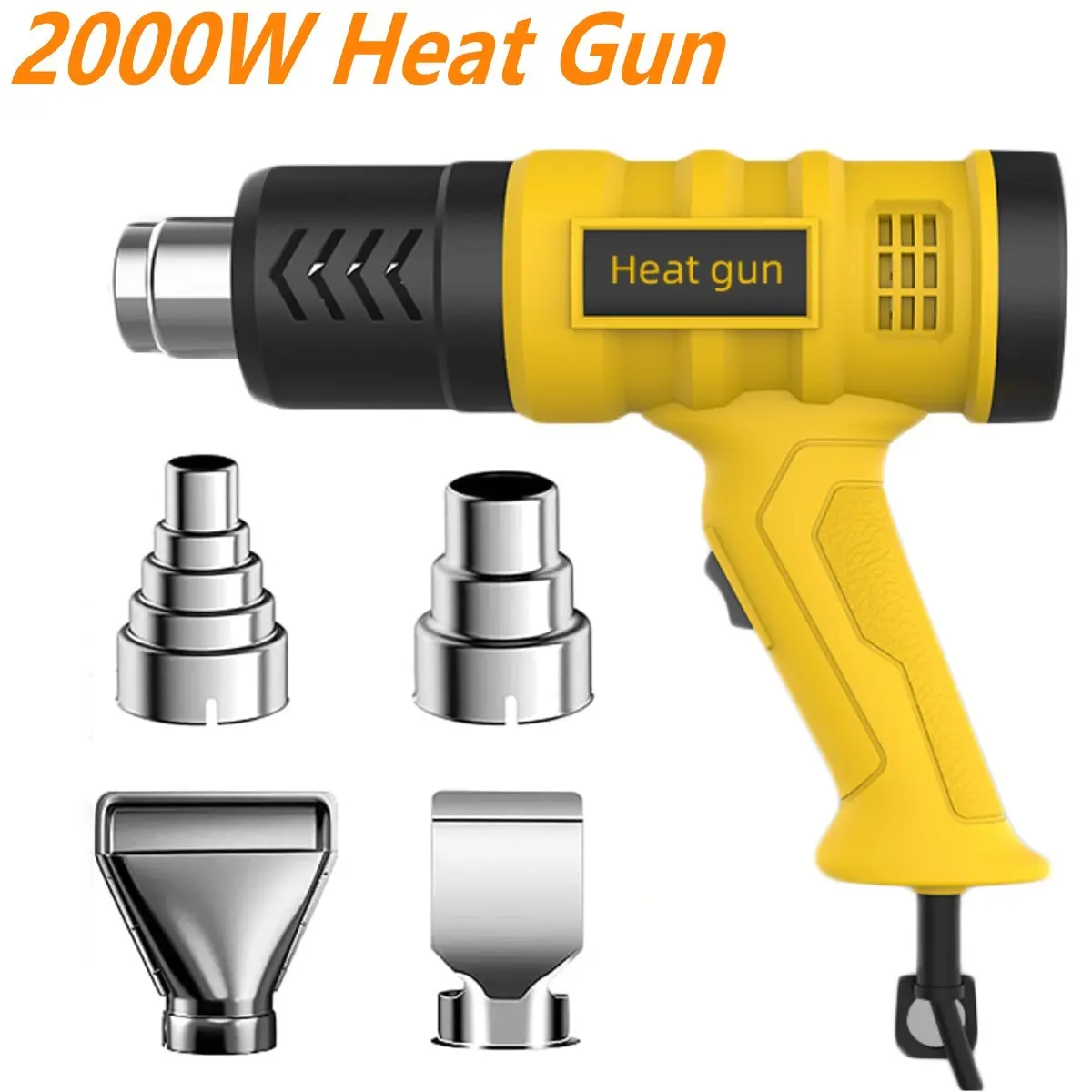 2000W Heat Gun, Heavy Duty Hot Air Gun Kit ,140℉-1202℉（60℃- 650℃）Fast Heating,Variable Temperature Control Overheat Protection with 4 Nozzles Attachments for Crafts, Shrink Wrapping/Tubing, Paint Removing, Epoxy Resin