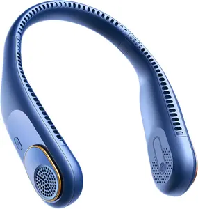 Portable Bladeless Neck Fan - Battery-Powered Cooling Household Device, 5200mAh, Quiet Wearable, 4 Speeds, 20H Max Runtime, No Hair Twist, Push Button/Button Control, for Travel, Father’s Day Birthday Gifts for Adults