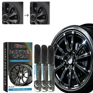3pcs/box Black Wheel Scratch Repair Pen – Permanent & No-Drip Formula, Car Scratch Remover with Fast-Drying Pen, Quick And Easy Wheel Scratch Repair, Long-Lasting Finish Black Rim Touch Up Paint, Universal Paint Polishing Tool