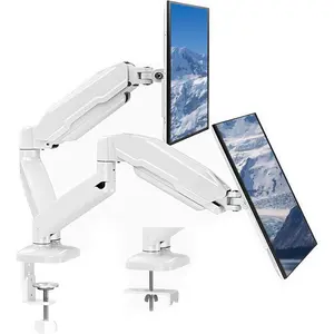 Gas Spring Dual  Stand for 2 Monitors, Fits 13 to 32 Inch Screens, Height Adjustable, White  Desk VESA