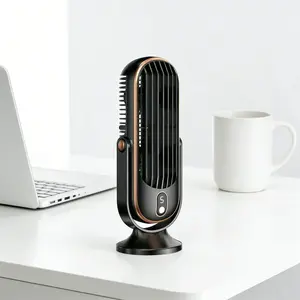 Dual-motor portable desktop dual fan, small household personal cooling fan, 5-speed air cooling fan with 720° surround airflow, 1200mAh large-capacity battery, suitable for office, travel, camping, and outdoor RVs (ships with built-in battery) - Black