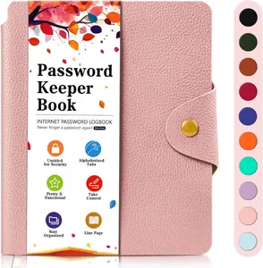 Password Book with Alphabetical Tabs, Elegant PU Leather Password Keeper Book, Small Password Book for Seniors to Record Contacts, Special Days, Internet Setting, Pink