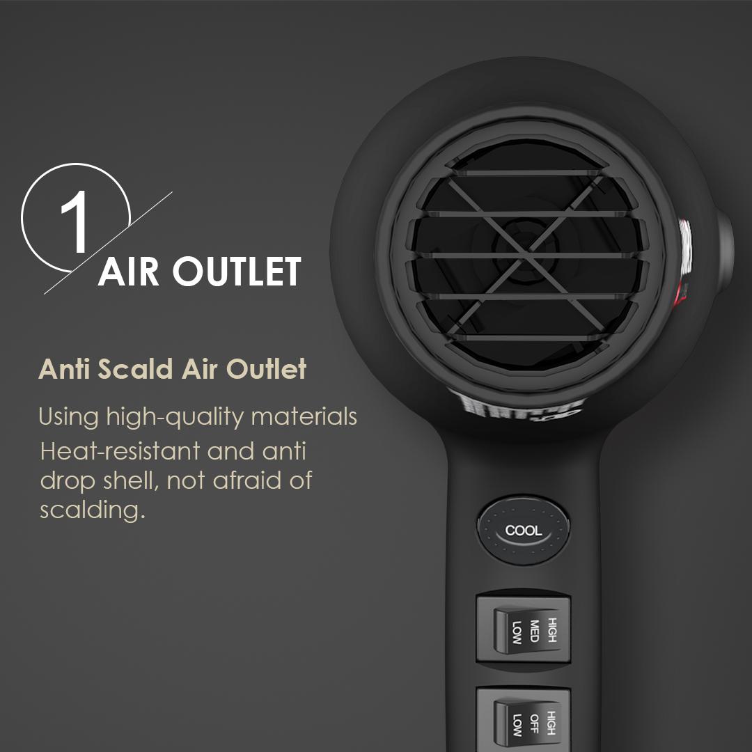 Ionic Hair Dryer with Diffuser, Powerful 1875W Blow Dryer for Women & Men, Fast-Drying Hair Dryer with Nozzle for Home, Salon, Travel