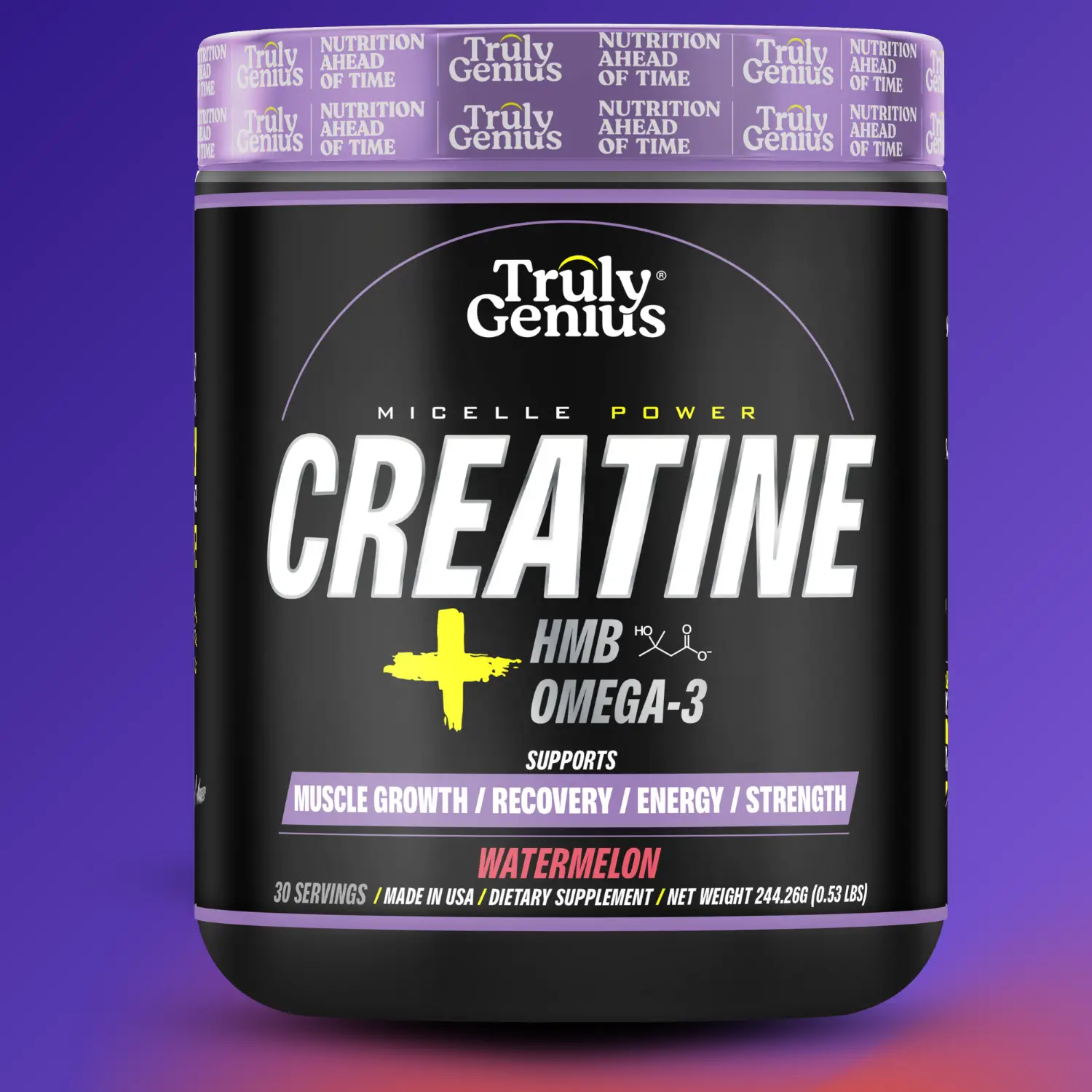 Truly Genius Creatine with Omega 3 & HMB Healthcare Fitness Muscle Supplement Protein Dietary Edible Nutrition for Enhanced Absorption and Inflammatio
