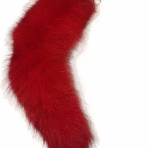 19' Red Furry Tail for Bags Accessories Soft Plush Material Perfect for Bag Decoration and Accessory Enhancements