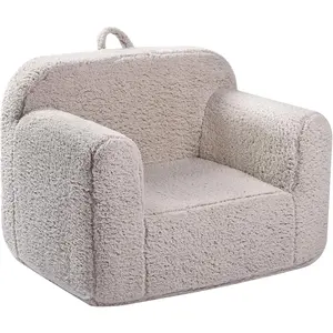 Snuggly-Soft Sherpa Chair, Cuddly   Chair for Boys and Girls, Light Grey