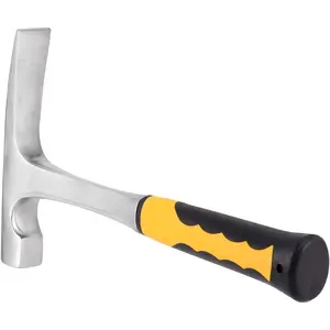 32 OZ 12 Inches Rock Pick Hammer with Skid Handle,  Steel Drop Forged Masonry Hammer, Geologist Hammer with Blunt  and Non-Slip Shock Absorbing Grip for Mining