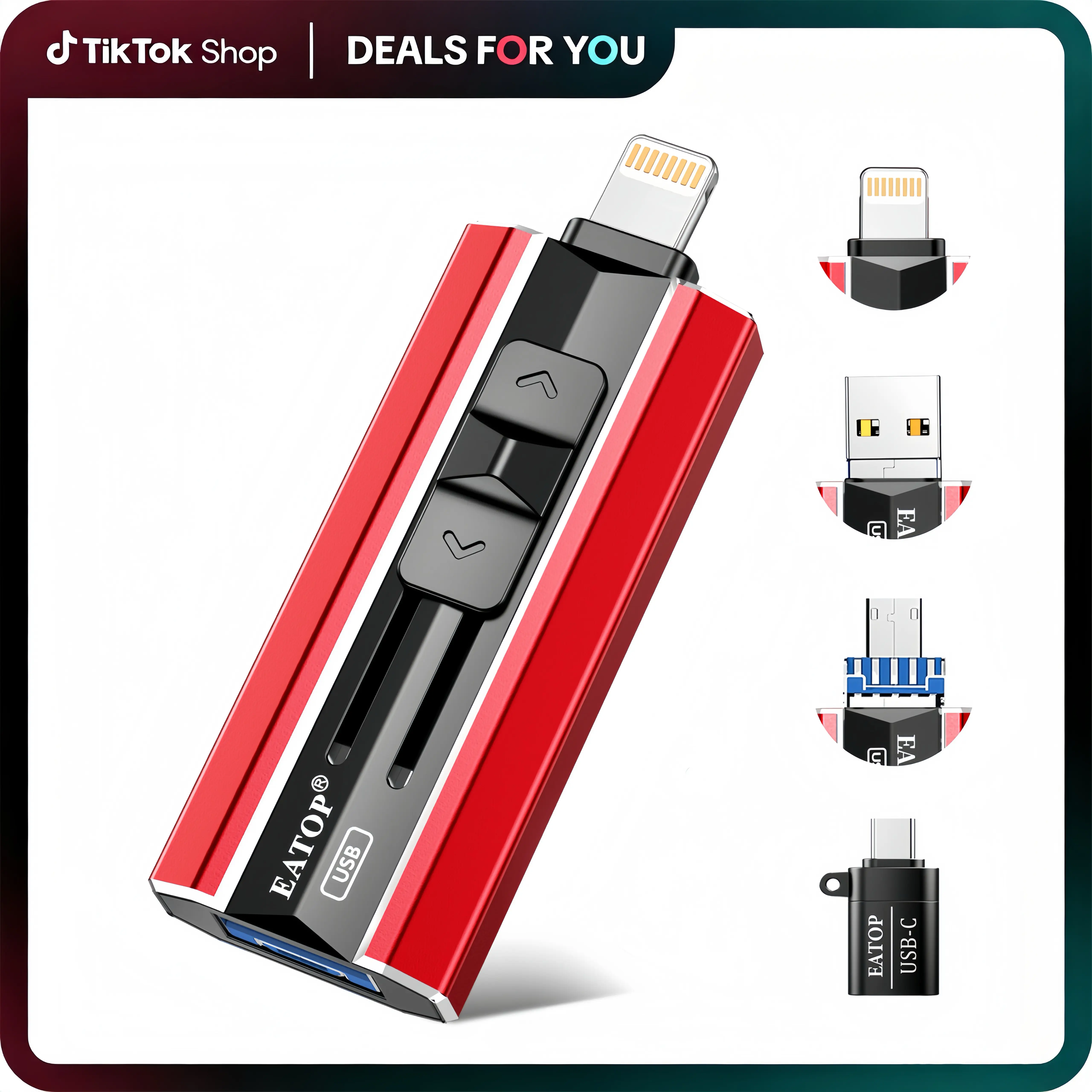 EATOP USB Flash Drive Intended for iPhone iPad, Memory Stick Storage for Photos and Videos Backup, Compatible with iPhone iPad Android PC, Plug and Play, No Application Required summerwins