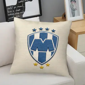 Montrealejos Team Logo Striped Cuddle Cushion, Fan Exclusive Blue Embroidered Cushion Pillow, Bedroom Viewing Decorative Pillow, Living Room Sports Style Pillow