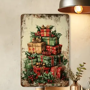 Retro Holiday Metal Wall Sign for Home Bar Cafe and Garage Decor in 8x12 Inch Engraved Tin Artwork