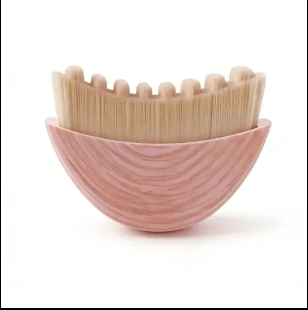 Lymphatic Contour Face Brush, Manual Lymphatic Drainage Massage Brush, Natural Makeup Brushes with Durable Soft Bristles, Hypoallergenic Ergonomic Facial Cleansing Brush for Sculpting and Jawline Puffiness (Pink)