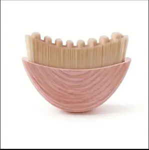 Lymphatic Contour Face Brush, Manual Lymphatic Drainage Massage Brush, Natural Makeup Brushes with Durable Soft Bristles, Hypoallergenic Ergonomic Facial Cleansing Brush for Sculpting and Jawline Puffiness (Pink)