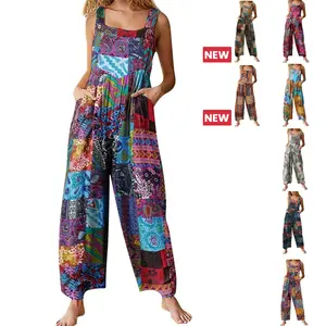 Tanming Women's Patchwork Dual Pocket Jumpsuit Loose Floral Print Bohemian Wide Leg Bib Overall Springfresh Tanming Women's Patchwork Dual Pocket Jumpsuit Loose Floral Print Bohemian Wide Leg Bib Overall Springfresh