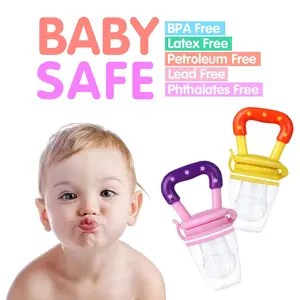 Baby Fruit Feeder Frozen Teething Toys for Babies, Fruit Pacifier Feeder with 4 Sizes Silicone Pouches, Eating Essentials, BPA Free Feeding Supplies -2 Pack (Pink)