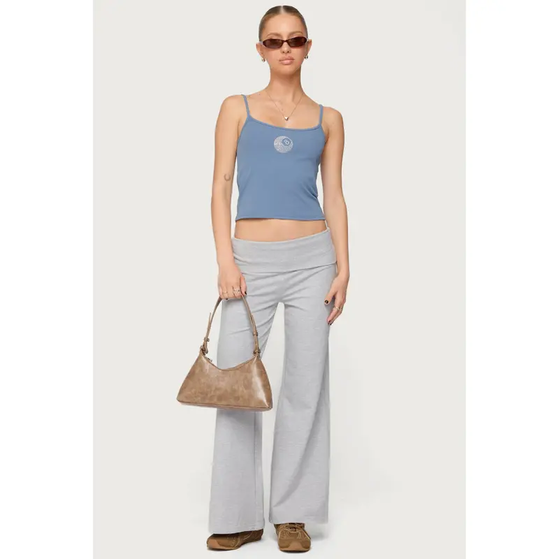 Petite Wide Leg Fold Over Pants