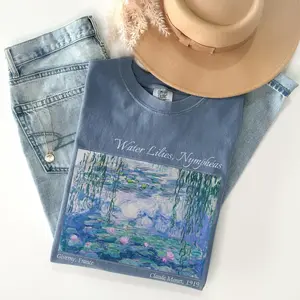 Water Lilies Comfort Colors® Shirt Claude Monet Artist Tshirt Floral Painting Artwork T-shirt Art Lover Tee Gift for Her Flower Nature Merch