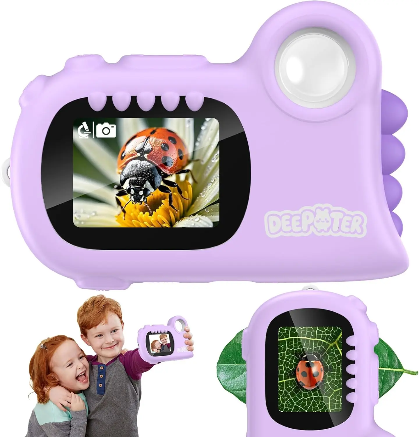 2 in 1 Kids Microscope & Video Camera -1000X Digital Microscope with 2.0" Screen, Portable Handheld STEM Educational Science Kit Toys for 3-12 Year Olds, Perfect Birthday Gift & Christmas Gift