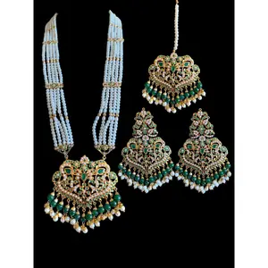 LN173 Neeli jadau rani haar in green  ( READY TO SHIP )