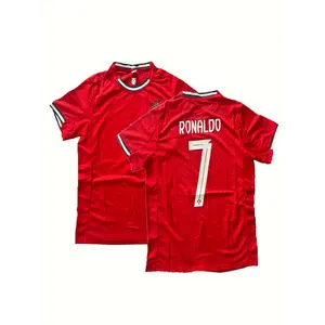 Outdoors Men's Retro Classic Soccer Jersey - Breathable Quick-Dry Polyester, Loose Fit with Letter & Number Design, Red/White Stripes for Team Training, Outdoor Sports & Holiday Events (Halloween, Christmas, Carnival), Soccer Gear, Athletic