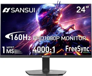 SANSUI 24" 1ms 160Hz Gaming Monitor, FHD 1080P Computer Screen, FreeSync Sync, 4000:1 Contrast, 110% sRGB, HDMI & DP Ports, VESA Mount, HDMI Cable Included