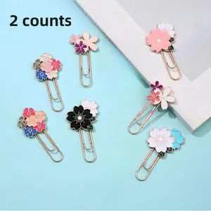 Creative Metal Bookmarks Set, Sakura Paper Clips Design, Ideal for School Supplies & Decorative Pins, Pack of 2 Pieces, Paperclip