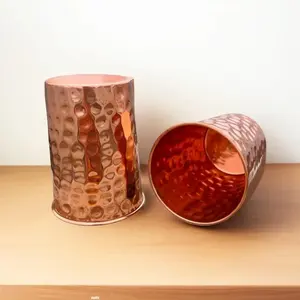 Hammered Pure Copper Cups – Drinking Glasses, Ayurvedic Tumblers for Water, Handcrafted Wellness Gift, 100% Pure Copper mugs Set