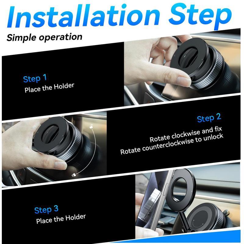 Upgraded Magnetic Car Holder - Vacuum Adsorption, Rotatable, Foldable, Power-Free, Noise-Free Bracket for iOS and Android Phones