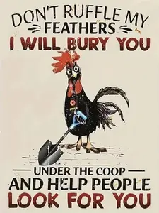 Square Drill 5D Diamond Painting Kit Funny Black Rooster With Shovel Farm Humor Quote Vintage Rustic Barnyard Crystal Rhinestone Wall Art Decor Gift