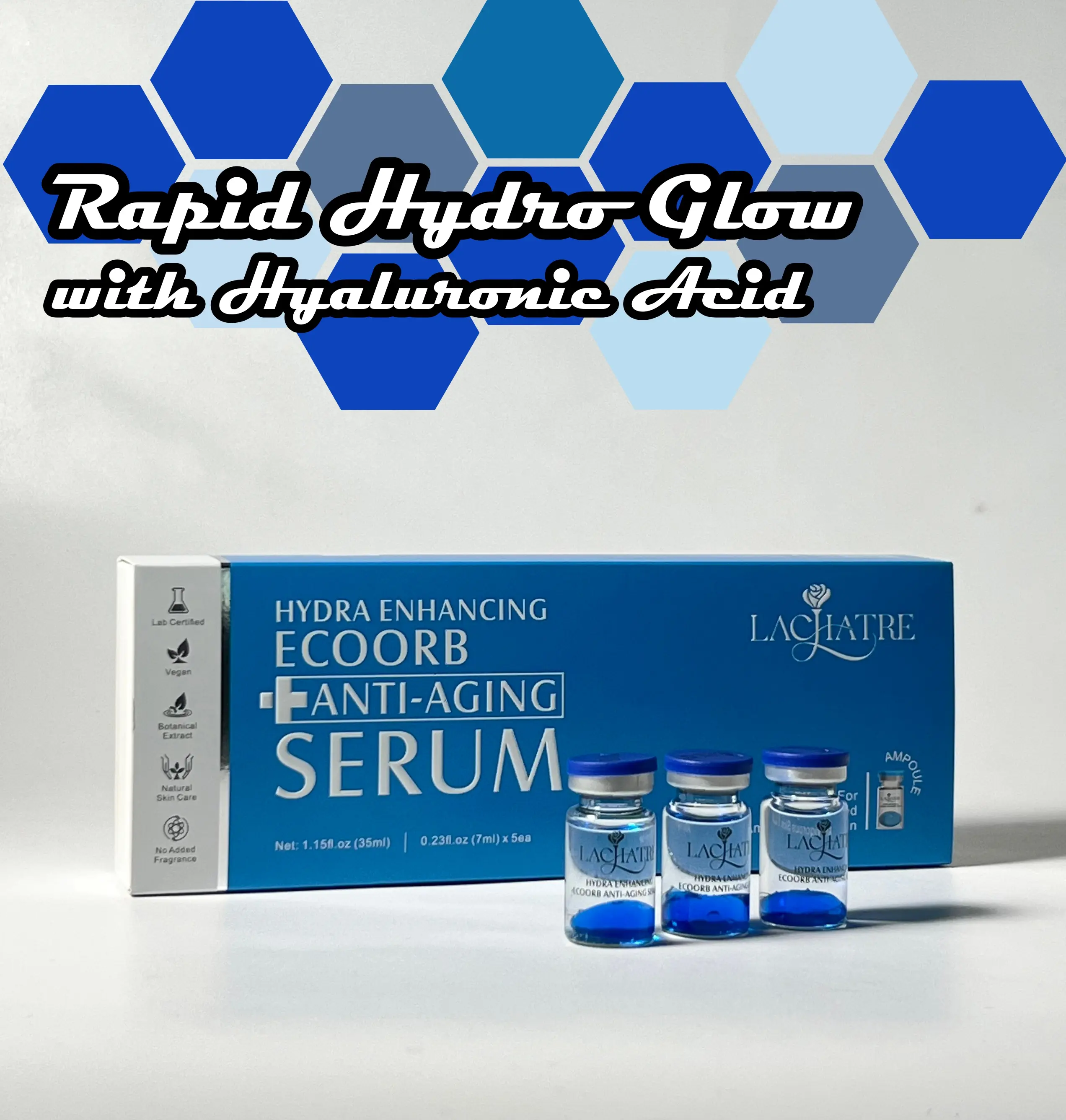 LACHATRE: Blue Hydra Enhancing EcoOrb Anti-Aging Serum with Hyaluronic Acid & Niacinamide & Tuber Magnatum Extract & Copper Tripeptide-1 for Hydrated & Vigorous Skin Vegan Hydrating Moisturizing Brightening Moisture Rapid Hydro Glow SummerVibes
