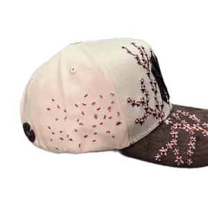 Hat Beige Brown New York Flowers