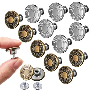 40 Sets Button Pins for Loose Jeans - No Sew, No Tools Needed! Pants Button Tightener for Waist, Reusable & Adjustable Metal Pants Buttons Kit