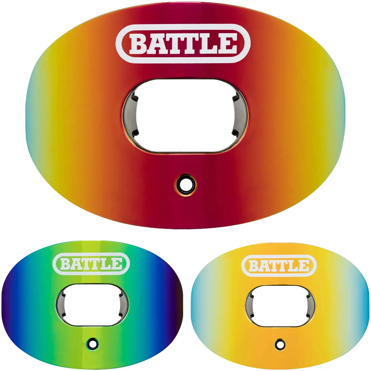 Battle Sports Prism Oxygen Lip Protector Mouthguard, Football Advanced Composite Absorber Shield for Better Performance, Helps Open Tmj, Largest Breathing Hole, Patent, Maximum Breathability, One Size, Protective Gear