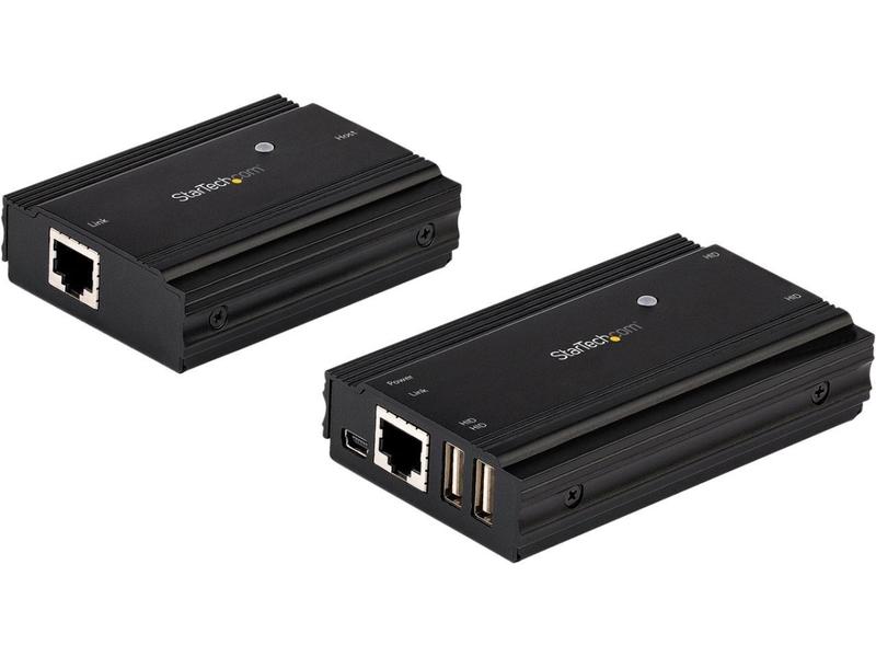 StarTech USB2004EXT100 4-Port USB 2.0 Extender Hub Adapter - Externally Powered, Metal Rectangular Housing, Power/Link LEDs, Extends Reach Up to 330 ft. Over Single CAT5e/CAT6 Ethernet RJ45 Cable, Black, for Computers & Office Use