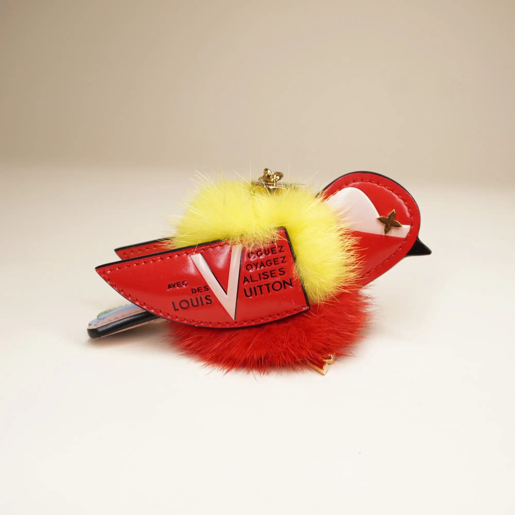 Pre-owned Louis Vuitton Canvas Bag Accessories LV Traveling Bird Bag Charm Red