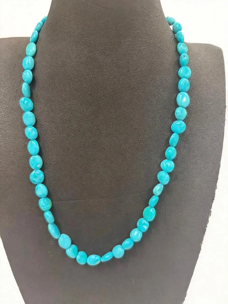 Moment Ritual | Premium Kingman Turquoise Round Beaded Necklace - Genuine USA Arizona Turquoise Stone, Without Pendant, Ideal for Anniversary Gifting, Vibrant Blue Fashion Costume Jewelry Accessory Authentic Gemstone Kingman Mine