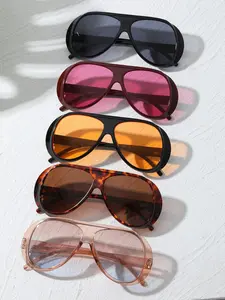 Women's Vintage Frog Sunglasses, Leopard Pattern Sunglasses, Large Frame Uv400 Protection, Casual Style, Trendy Vintage Sunglasses, Suitable for Street Photography, All Seasons