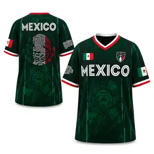 2026 Mexico Soccer Jersey, Graphic Retro Soccer Jersey, All over Print, Casual Style for All Seasons, Classic Throwback Jersey Sportswear Top, The Big Tournament 2026 Inspired