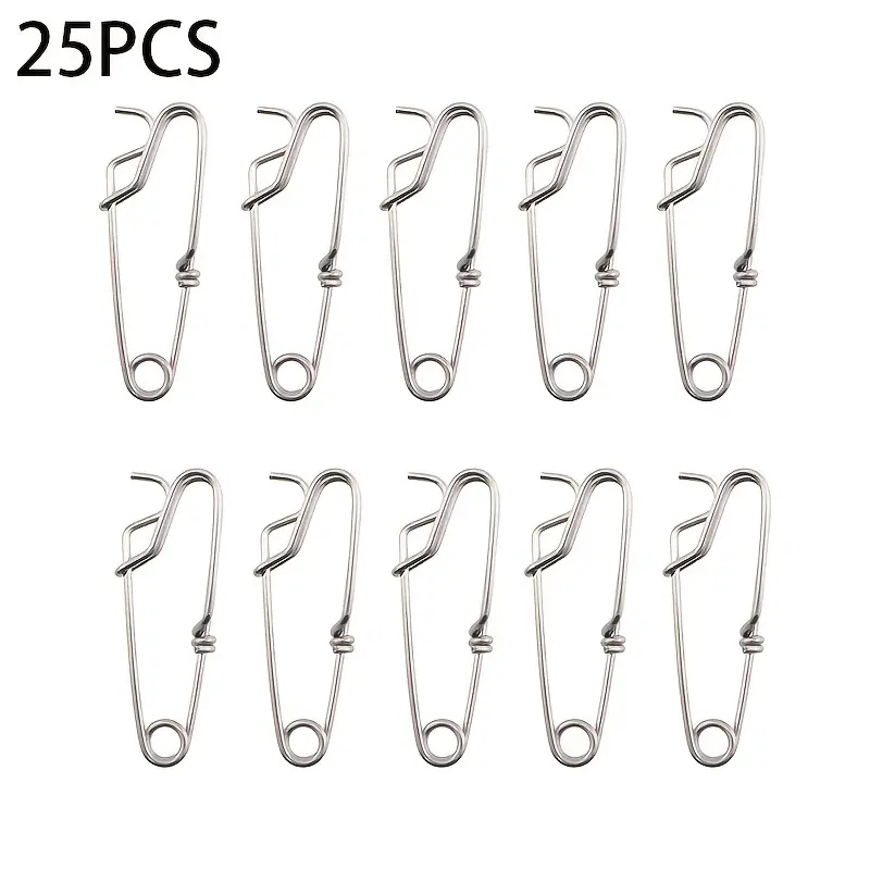 25 Stainless Steel Clips for Horse Mackerel Fishing, Fishing Tackle Pins, and Swivel Clips, Specially Designed for Longline Sea Fishing