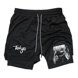 Men's Essential 2-In-1 Sport Shorts | Graphic Gym Training Shorts with Compression Liner | Summer Running & Casual Streetwear | Tokyo Wave Urban Print  short shorts Slim Fit