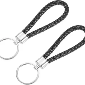【2pcs】 PU Leather Braided Keychain Pendant - Handmade Durable Wallet Accessory, Fashionable Car Key Ring, Men's lady Gift - Stylish Bag Charm Decoration