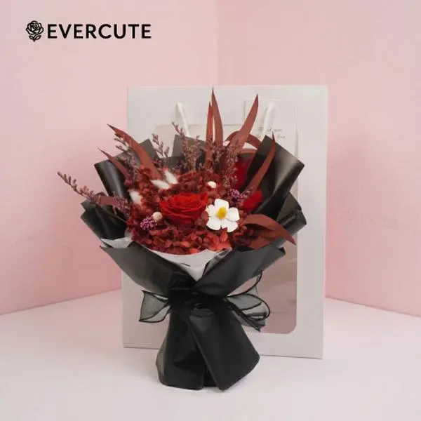EVERCUTE Preserved Flower Bouquet – Eternal Hydrangea & Rose Arrangement, Romantic Gift for Women, Girlfriend, or Wife, Includes Free Crochet Flower dream fake flowers for outdoor uv resistant realistic silk flower ribbon lighted plant decorative